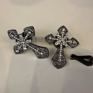 Elegant Black and Silver Cross Vent Clips